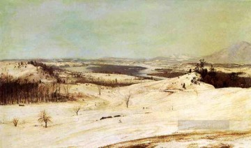 Vista desde Olana en el paisaje nevado Río Hudson Iglesia Frederic Edwin Pinturas al óleo